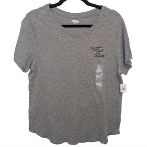 NWT Old Navy Everywear Gray Graphic T-shirt, Size L 🌟